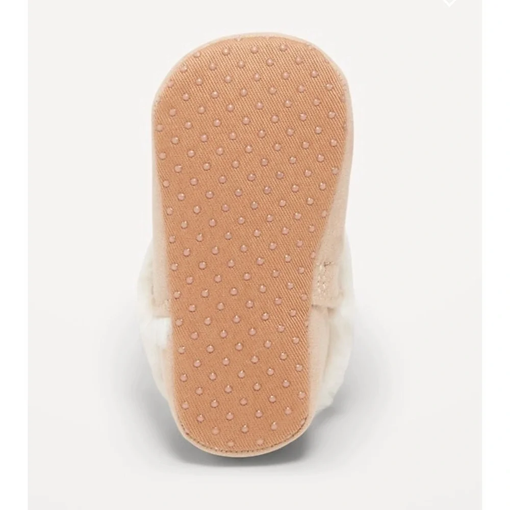 Faux-Suede Fold-over Faux Fur Booties for babies